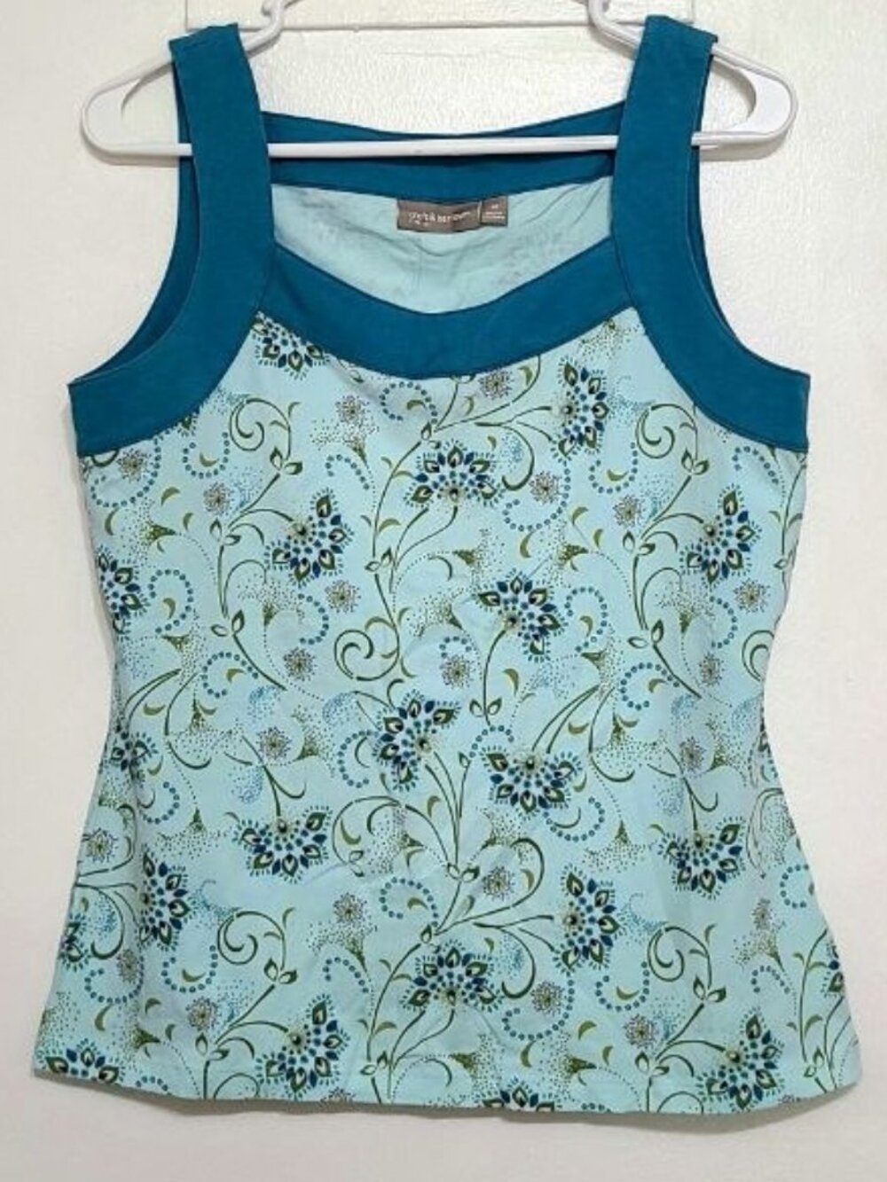 Blue Floral Stretch Tank Top